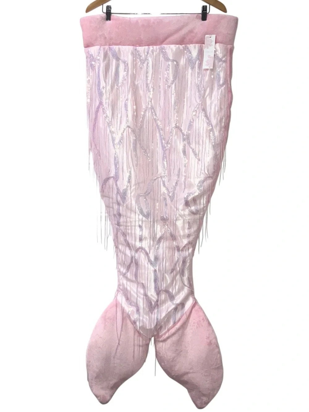 Shabby Chic Pink Faux Fur Snuggle Mermaid Tail Sequin Bling Shimmery Blanket NWT